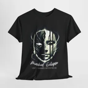 Masked Eclipse Unisex Heavy Cotton Tee - Mysterious Graphic Shirt, Artistic Dark & Light T-Shirt for Men & Women, Gothic Aesthetic Casual Tee