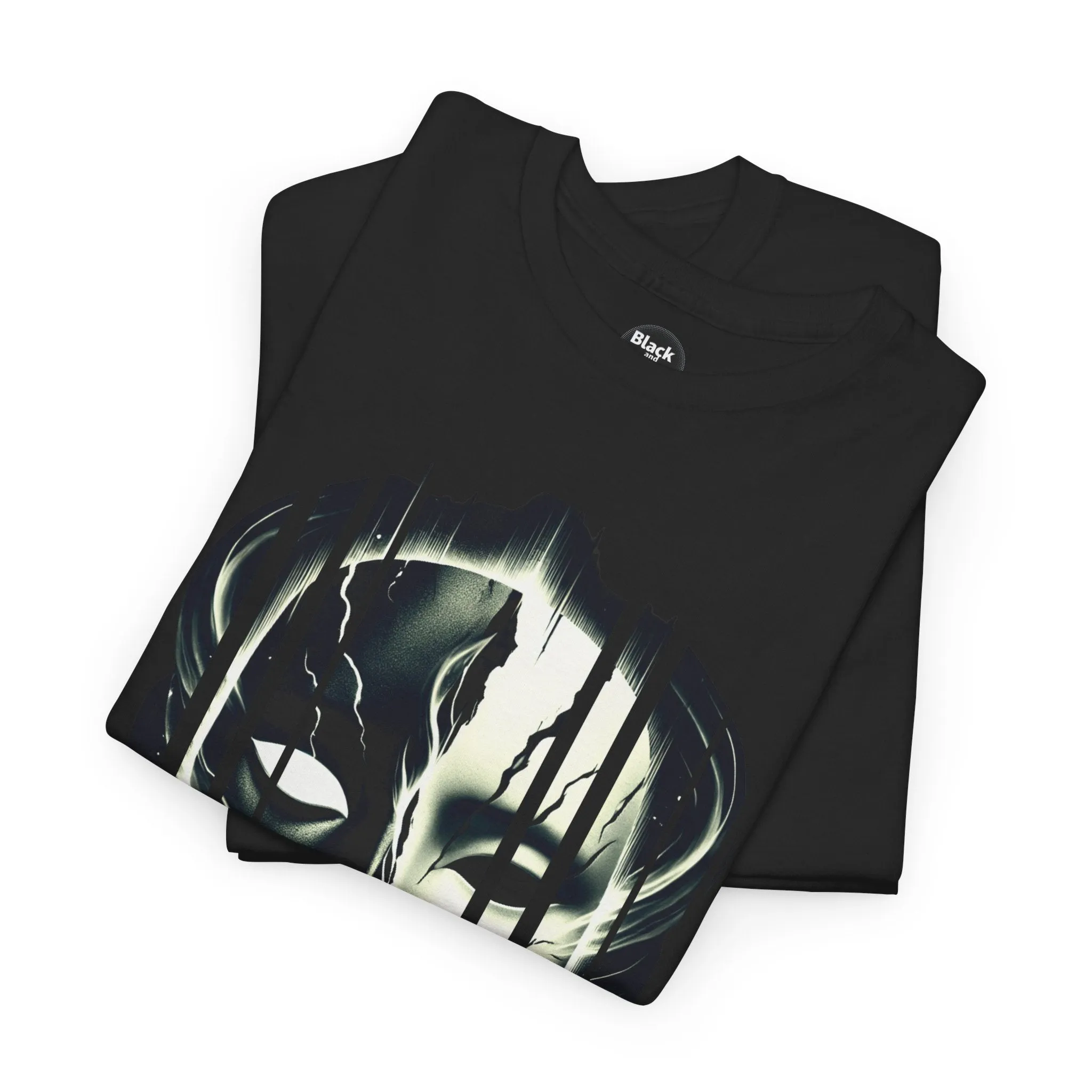 Masked Eclipse Unisex Heavy Cotton Tee - Mysterious Graphic Shirt, Artistic Dark & Light T-Shirt for Men & Women, Gothic Aesthetic Casual Tee