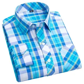 Men's Cotton Plaid Shirt Formal