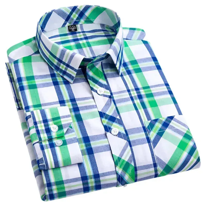 Men's Cotton Plaid Shirt Formal