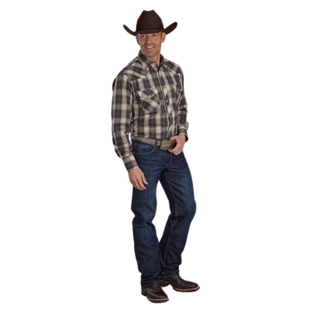 Men's Long Sleeve Grey/Tan Plaid Shirt 01-001-0101-6088 GY