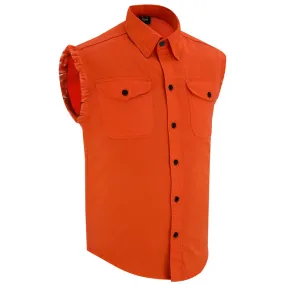 Men's Orange Lightweight Sleeveless Denim Shirt