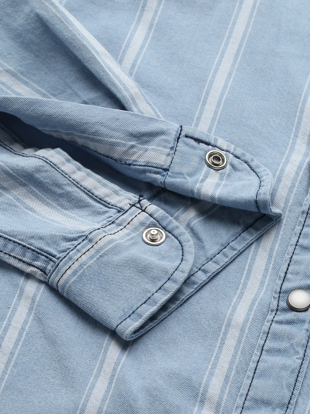 Men's Striped Blue Slim Fit Shirt (Blue)