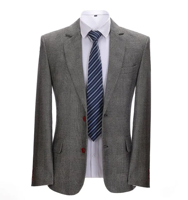 Mens Suit Business 2 Pieces Formal Grey Notch Lapel for Wedding (Blazer Pants)