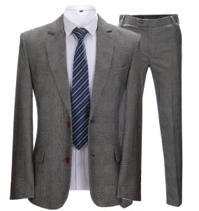 Mens Suit Business 2 Pieces Formal Grey Notch Lapel for Wedding (Blazer Pants)