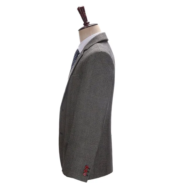 Mens Suit Business 2 Pieces Formal Grey Notch Lapel for Wedding (Blazer Pants)