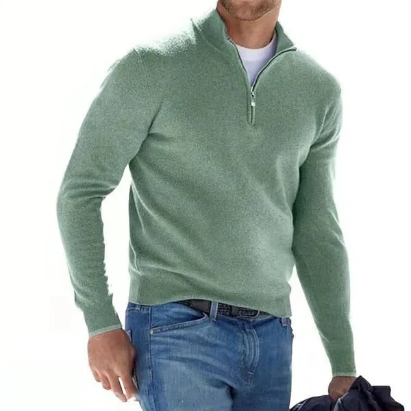 Merino V-neck sweater - zip