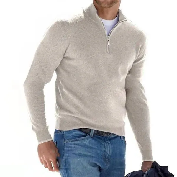 Merino V-neck sweater - zip