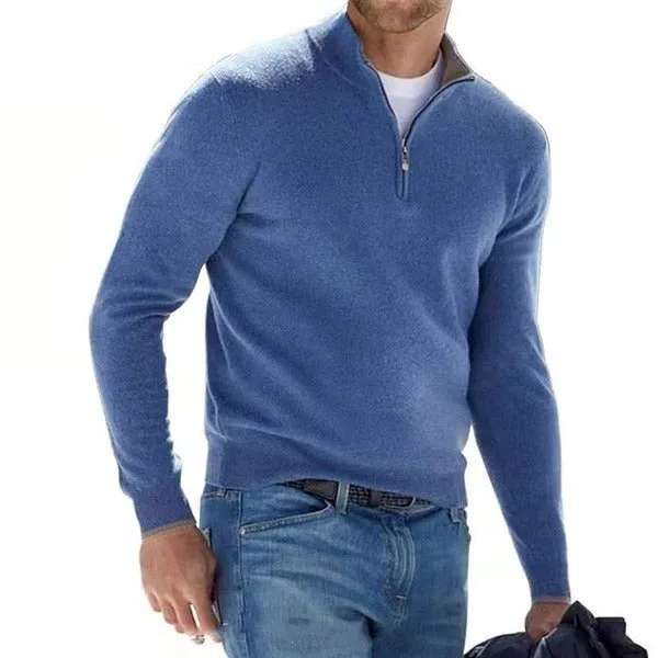 Merino V-neck sweater - zip