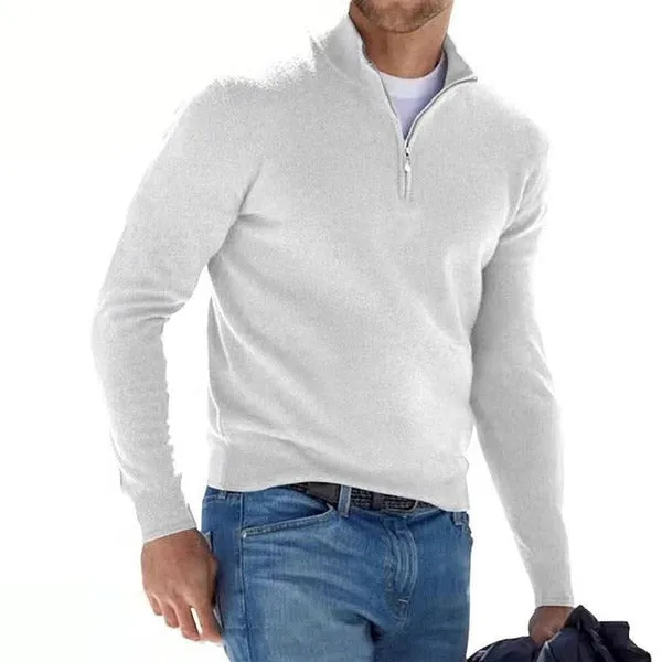 Merino V-neck sweater - zip