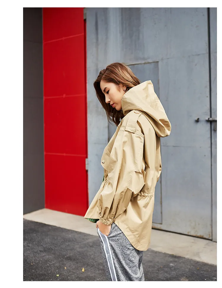 MISCHIEF HOODED RAIN TRENCH COAT