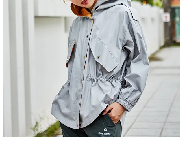 MISCHIEF HOODED RAIN TRENCH COAT