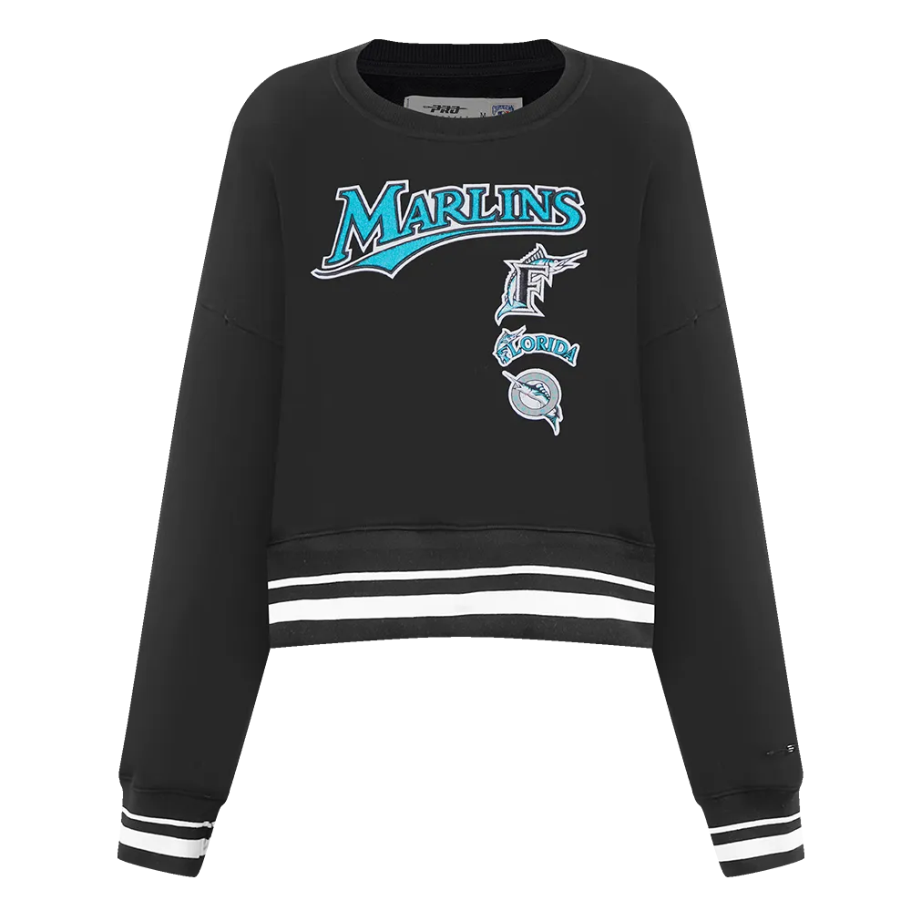 MLB FLORIDA MARLINS RETRO CLASSIC WOMEN'S CREWNECK (BLACK)