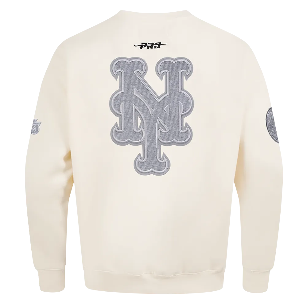 MLB NEW YORK METS REVERSE FRENCH TERRY MEN'S DROP SHOULDER FLC CREWN (EGGSHELL)