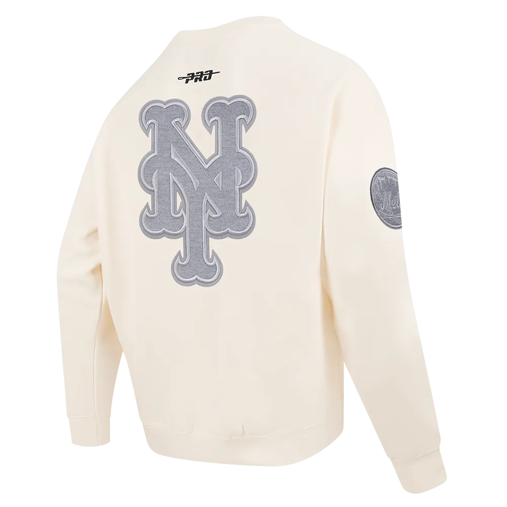 MLB NEW YORK METS REVERSE FRENCH TERRY MEN'S DROP SHOULDER FLC CREWN (EGGSHELL)