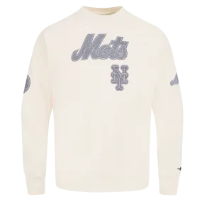 MLB NEW YORK METS REVERSE FRENCH TERRY MEN'S DROP SHOULDER FLC CREWN (EGGSHELL)
