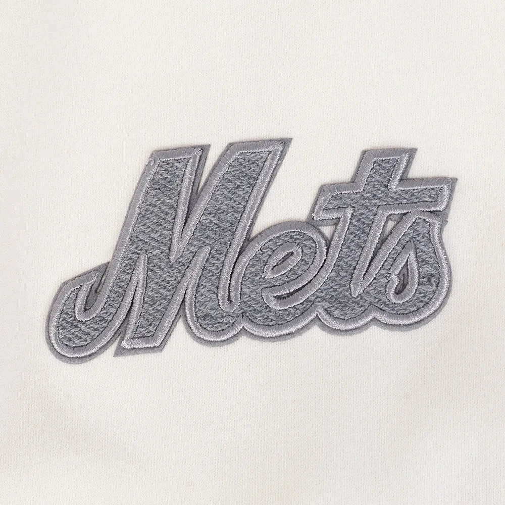 MLB NEW YORK METS REVERSE FRENCH TERRY MEN'S DROP SHOULDER FLC CREWN (EGGSHELL)