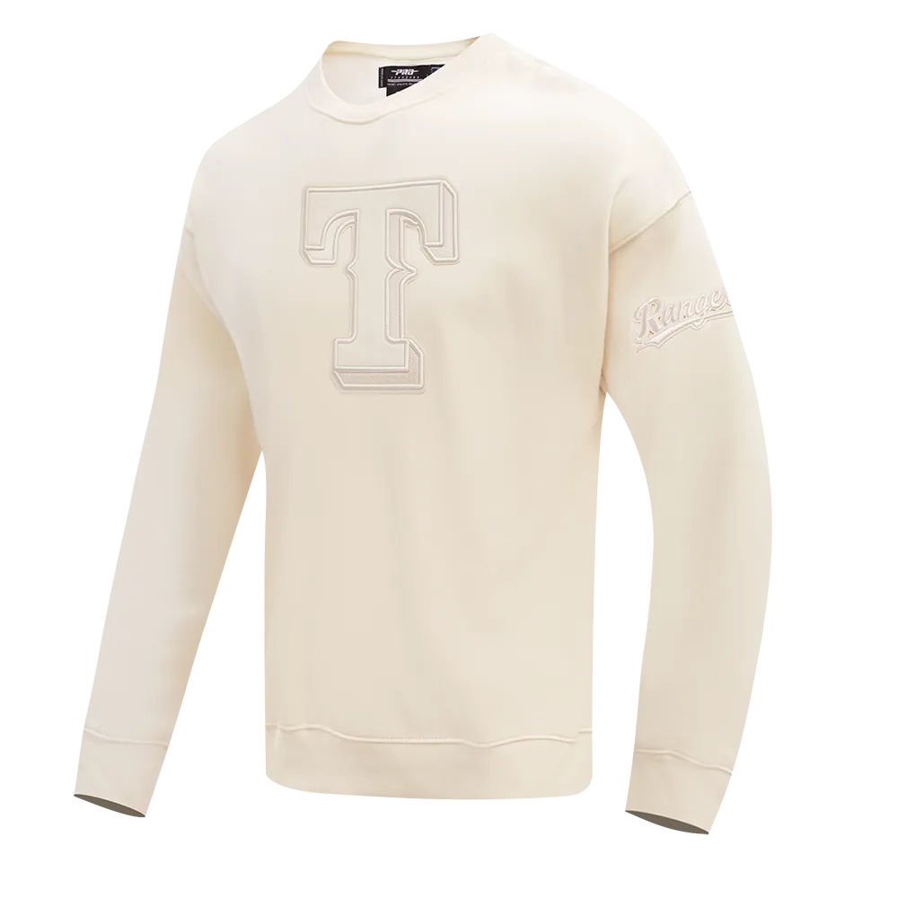 MLB TEXAS RANGERS NEUTRAL MEN'S DROP SHOULDER FLC CREWNECK (EGGSHELL)