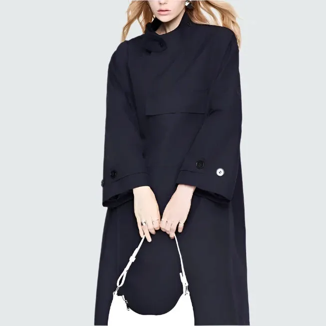 Nadine Front Pocket & Funnel Neck Cocoon Trench Coat - 2 Colors