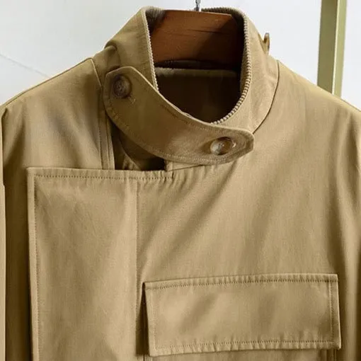 Nadine Front Pocket & Funnel Neck Cocoon Trench Coat - 2 Colors