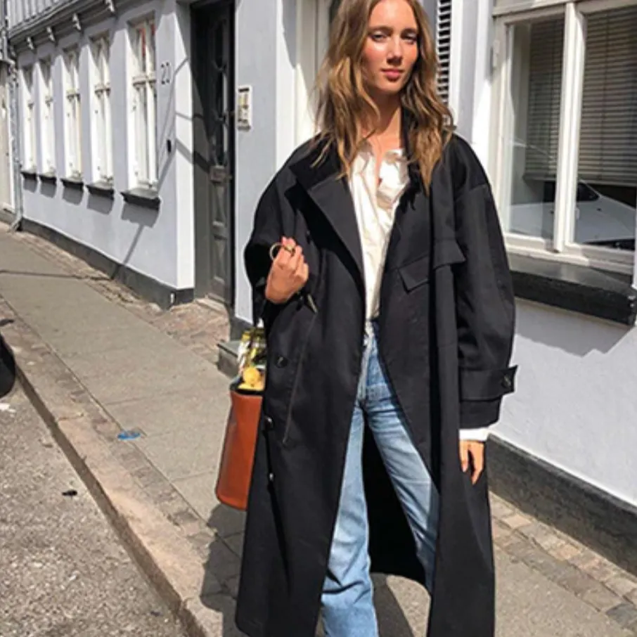 Nadine Front Pocket & Funnel Neck Cocoon Trench Coat - 2 Colors