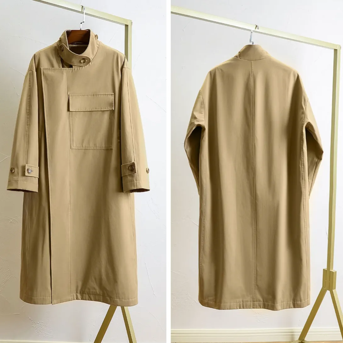 Nadine Front Pocket & Funnel Neck Cocoon Trench Coat - 2 Colors