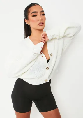 Natalia Cream Knitted Cropped Cardigan