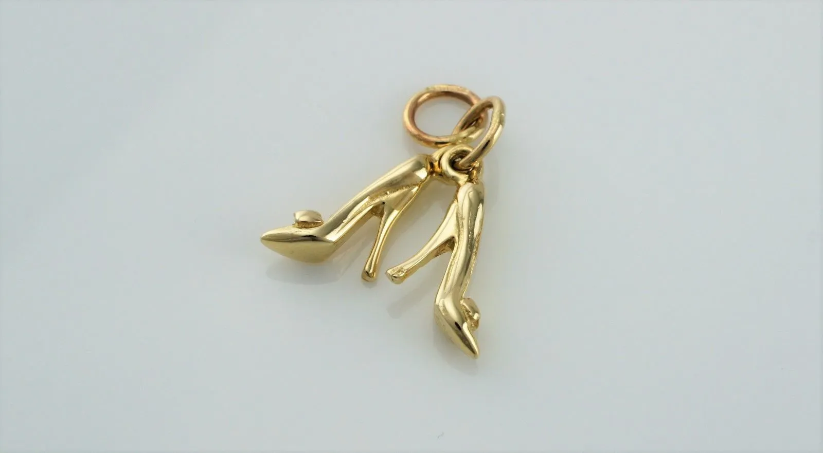 New 9ct Yellow Gold Pair of High Heel Ladies Shoes - Stilettos Charm / Pendant