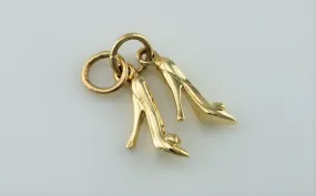 New 9ct Yellow Gold Pair of High Heel Ladies Shoes - Stilettos Charm / Pendant