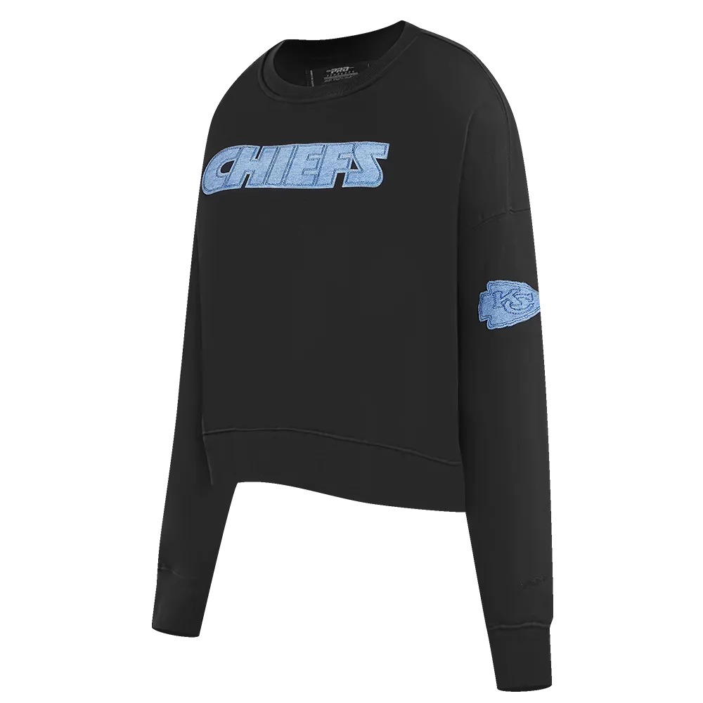 NFL KANSAS CITY CHIEFS VARSITY BLUES WOMEN'S CREWNECK (BLACK)