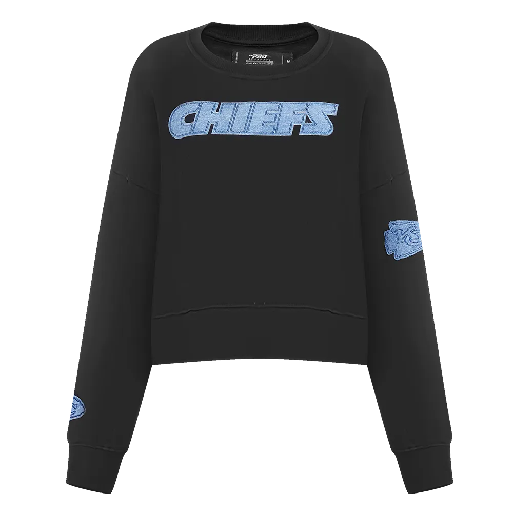 NFL KANSAS CITY CHIEFS VARSITY BLUES WOMEN'S CREWNECK (BLACK)