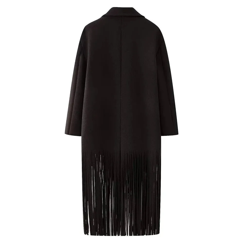 Norma Long Tassel Hem Maxi Coat