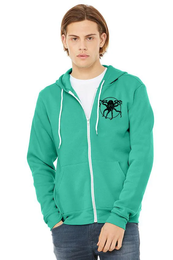 Octopus Kraken Ultra Soft Zip up-Hoodie - Unisex Teal