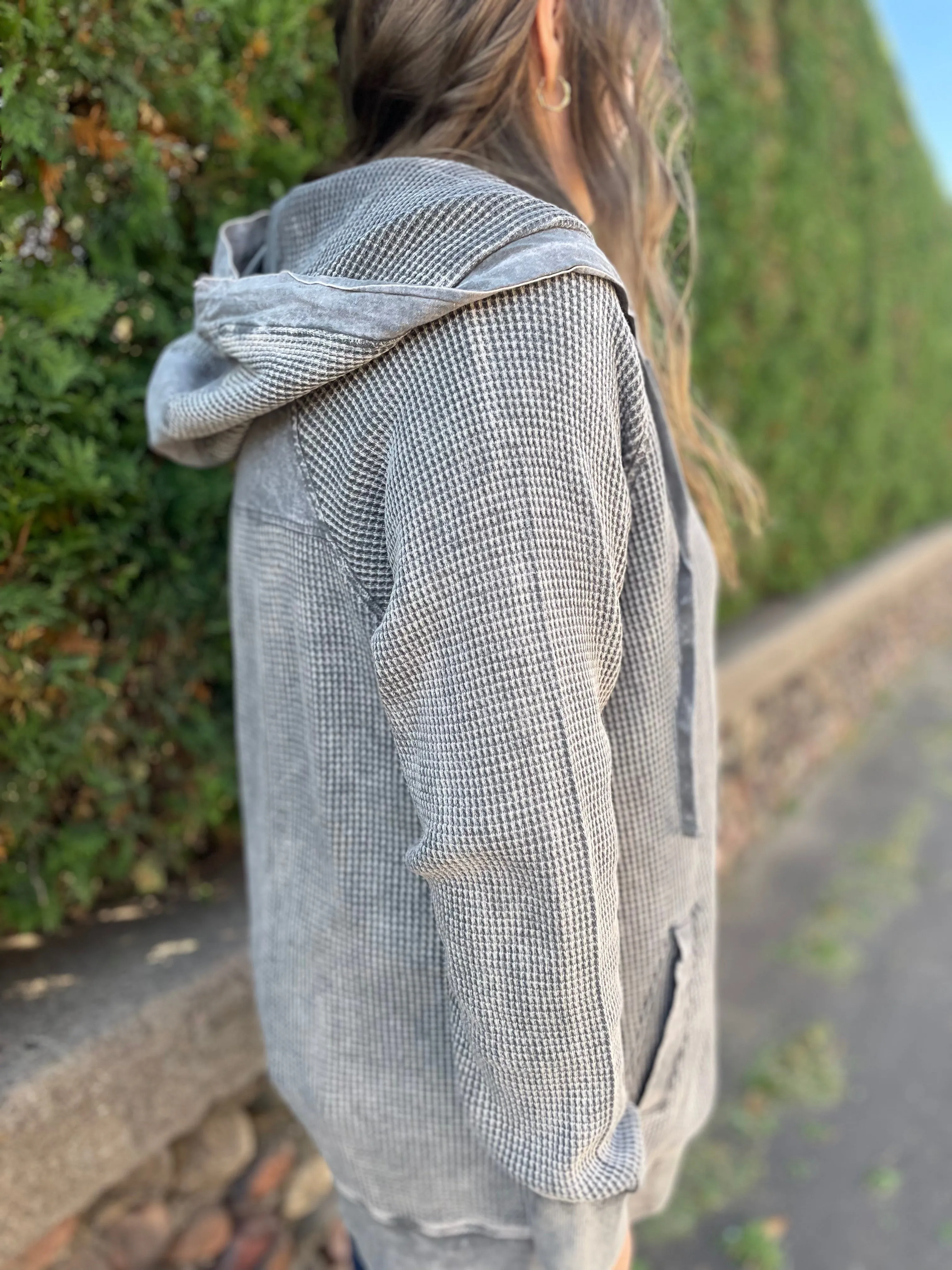 Oversized Mineral Washed Zip Up Jacket