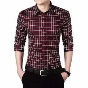 Plaid Squared Casual Men's Long Sleeve Shirt