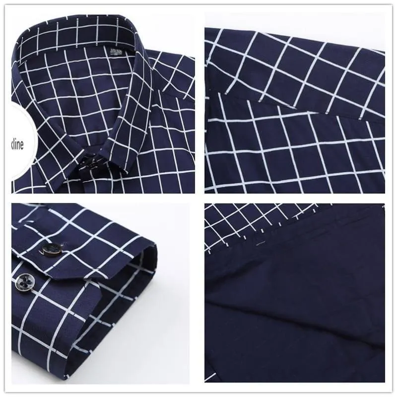 Plaid Squared Casual Men's Long Sleeve Shirt
