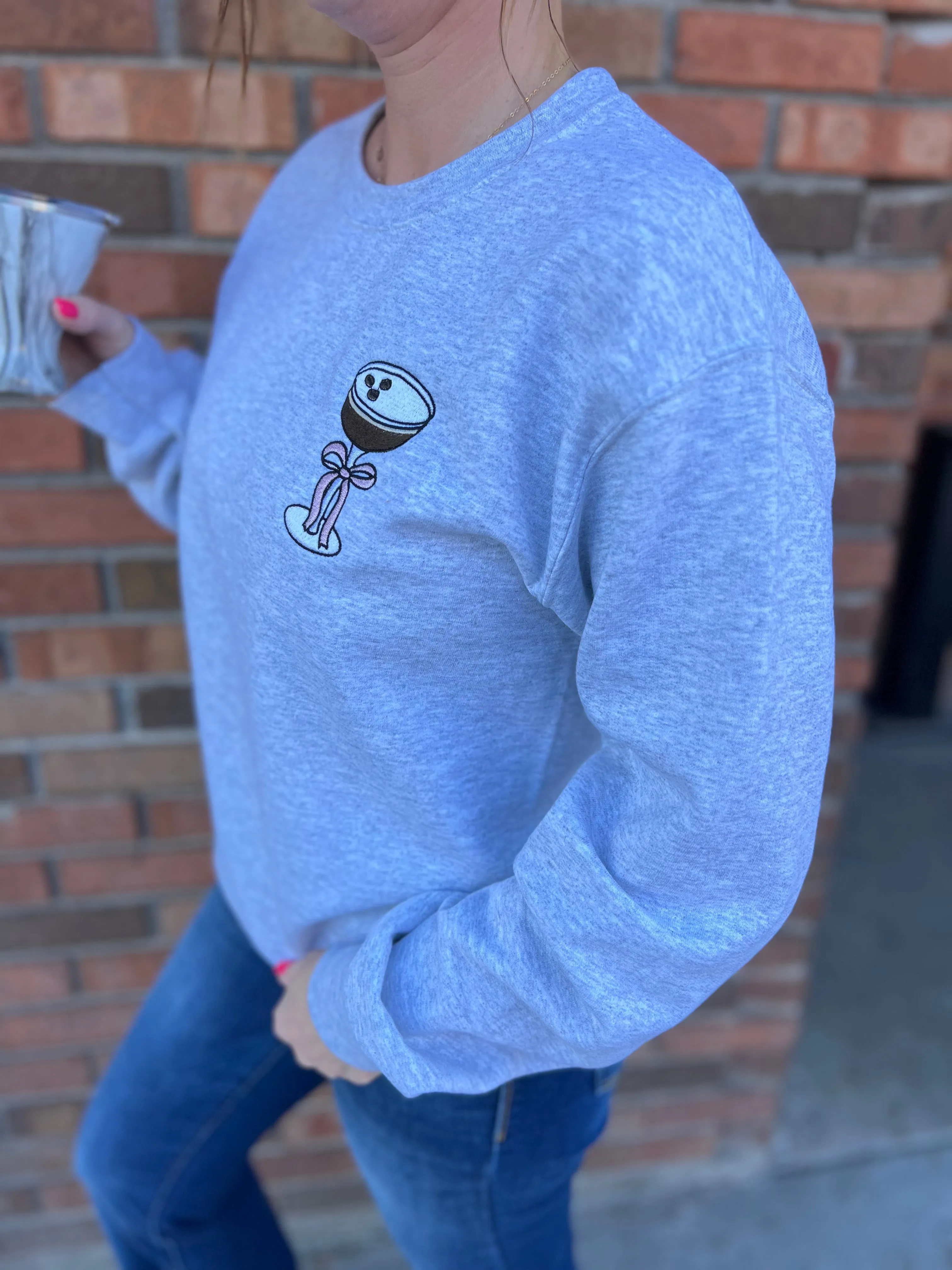 "Espresso Martini" Embroidered Crewneck Sweatshirt