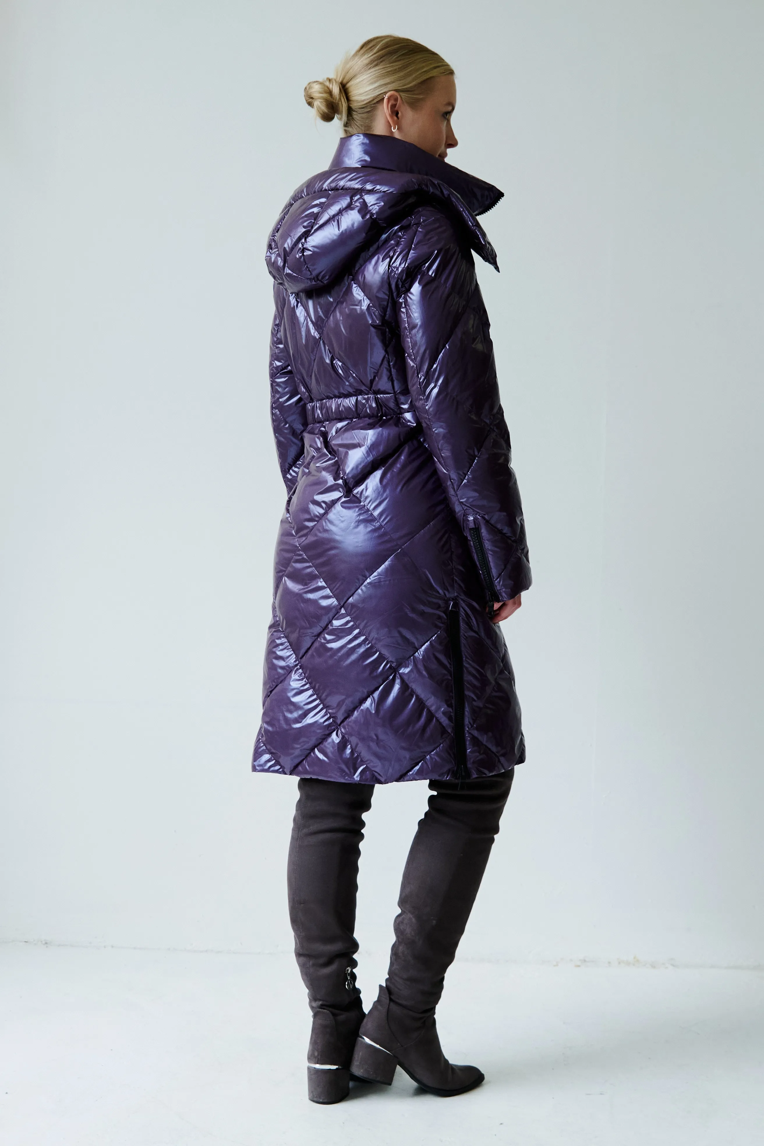 Saga Long Vegan Down Coat | Aubergine