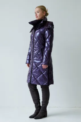 Saga Long Vegan Down Coat | Aubergine