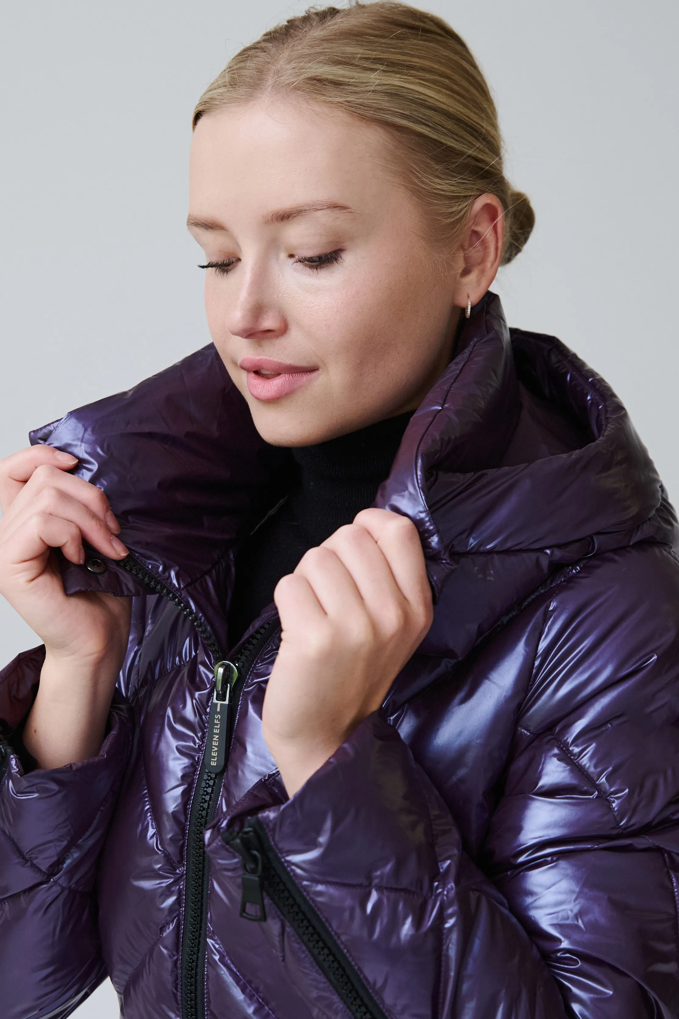 Saga Long Vegan Down Coat | Aubergine