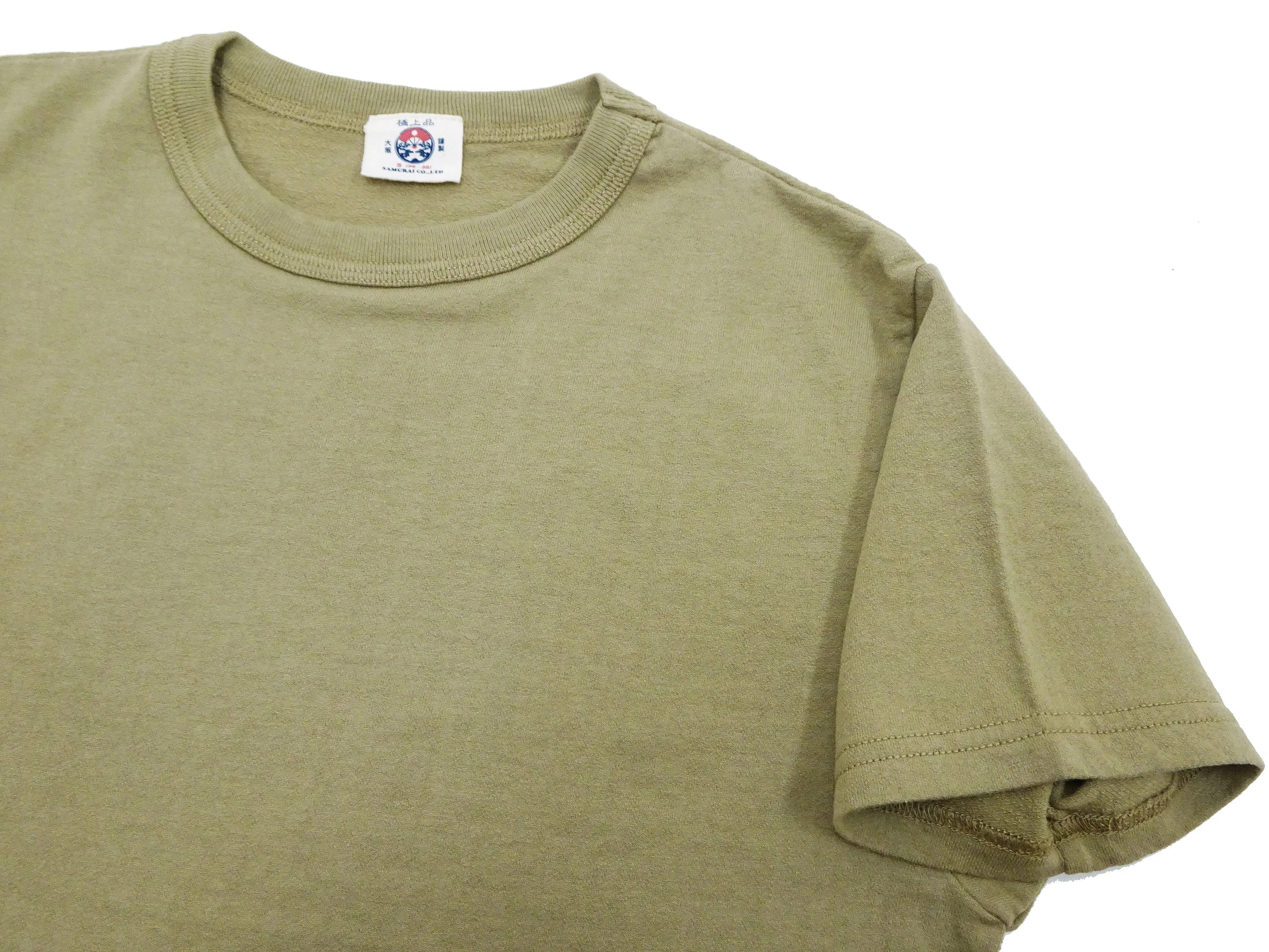 Samurai Jeans T-shirt Men's Plain Short Sleeve French Terry Fabric Tee Inlay Loopwheele T-Shirt SJST24-RIM Aokuchiha Faded-Olive