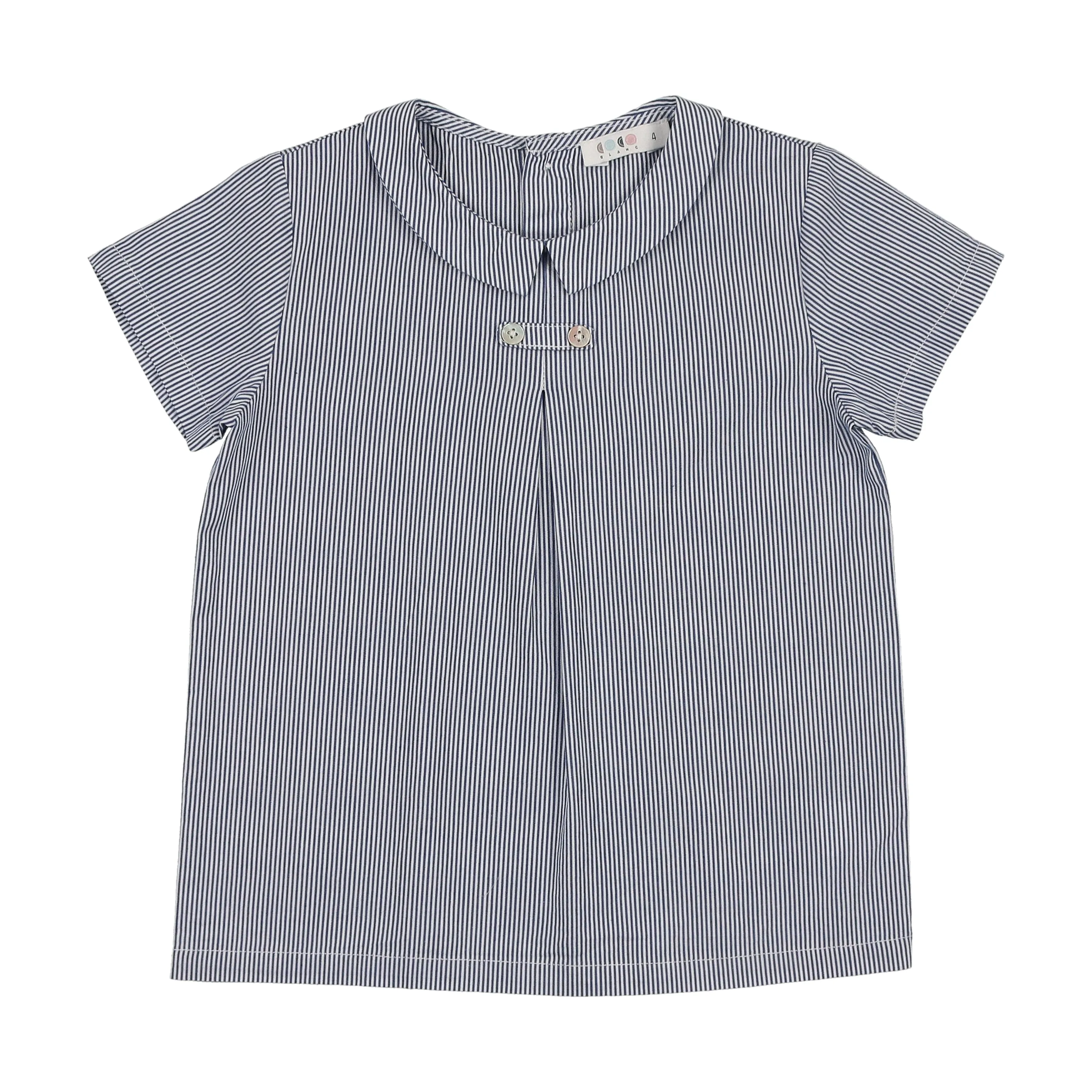 shirt s/s striped with peter pan collar - blue striped