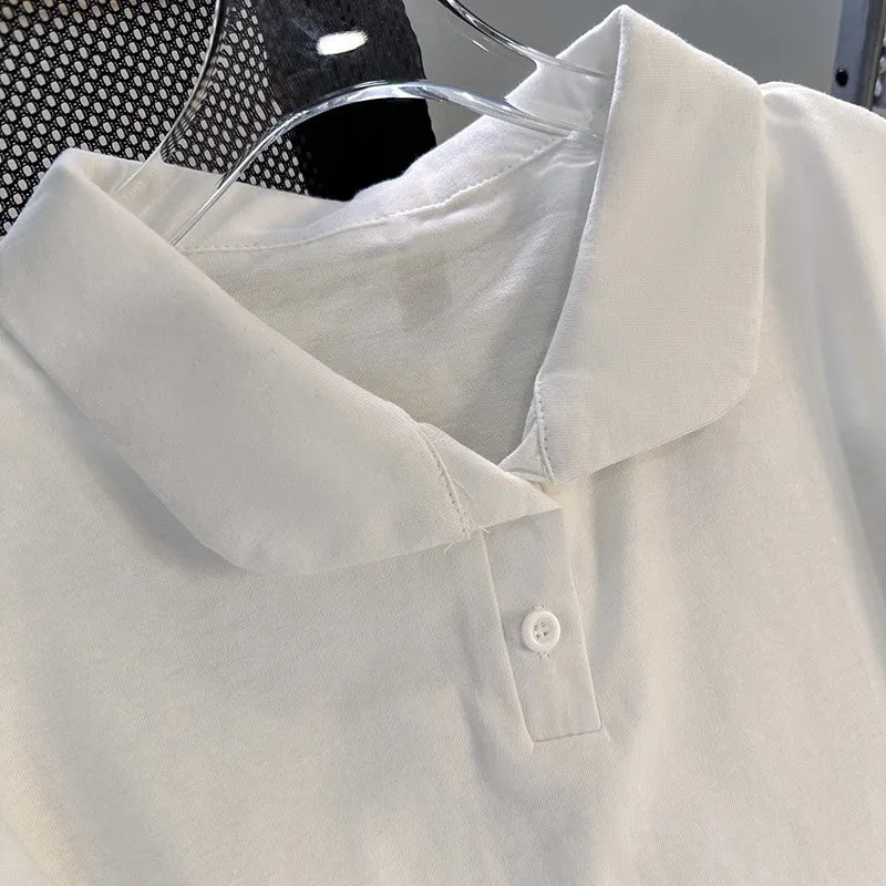 Solid Color Lapeled T-shirt