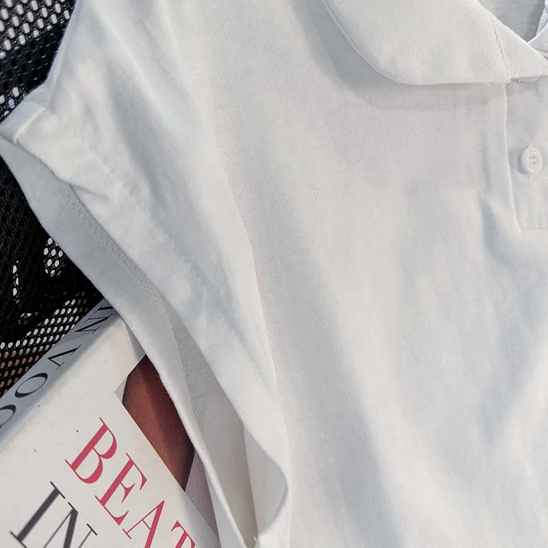 Solid Color Lapeled T-shirt