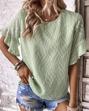 Solid color round neck T-shirt