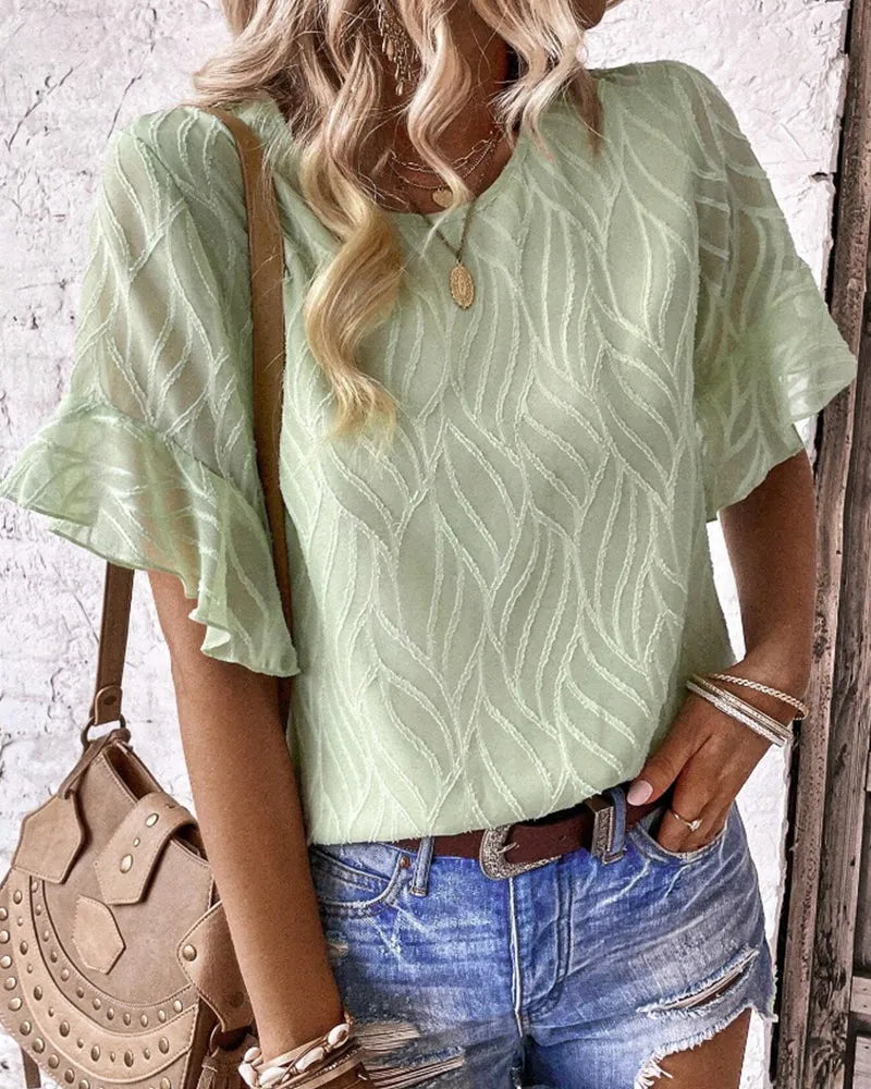 Solid color round neck T-shirt