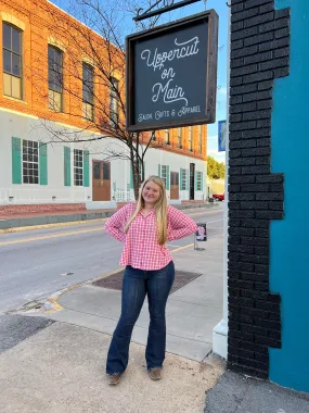 Strawberry Plaid Long Sleeve Top