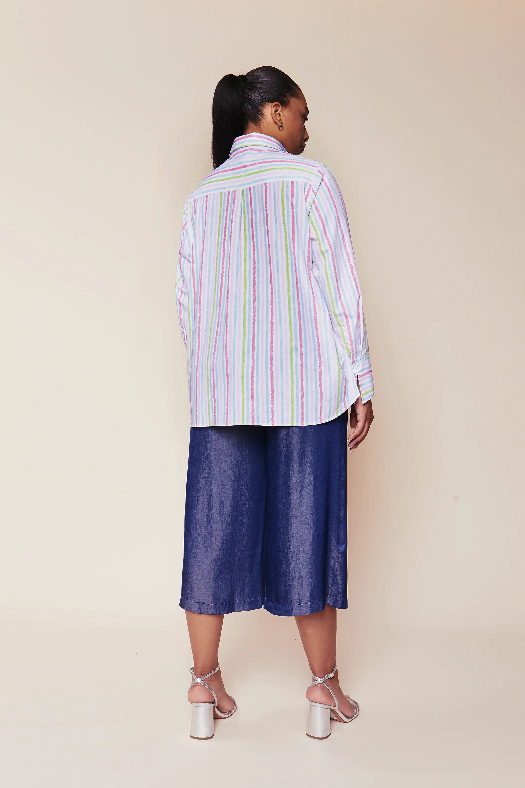 Striped Cotton-poplin Shirt in Pink