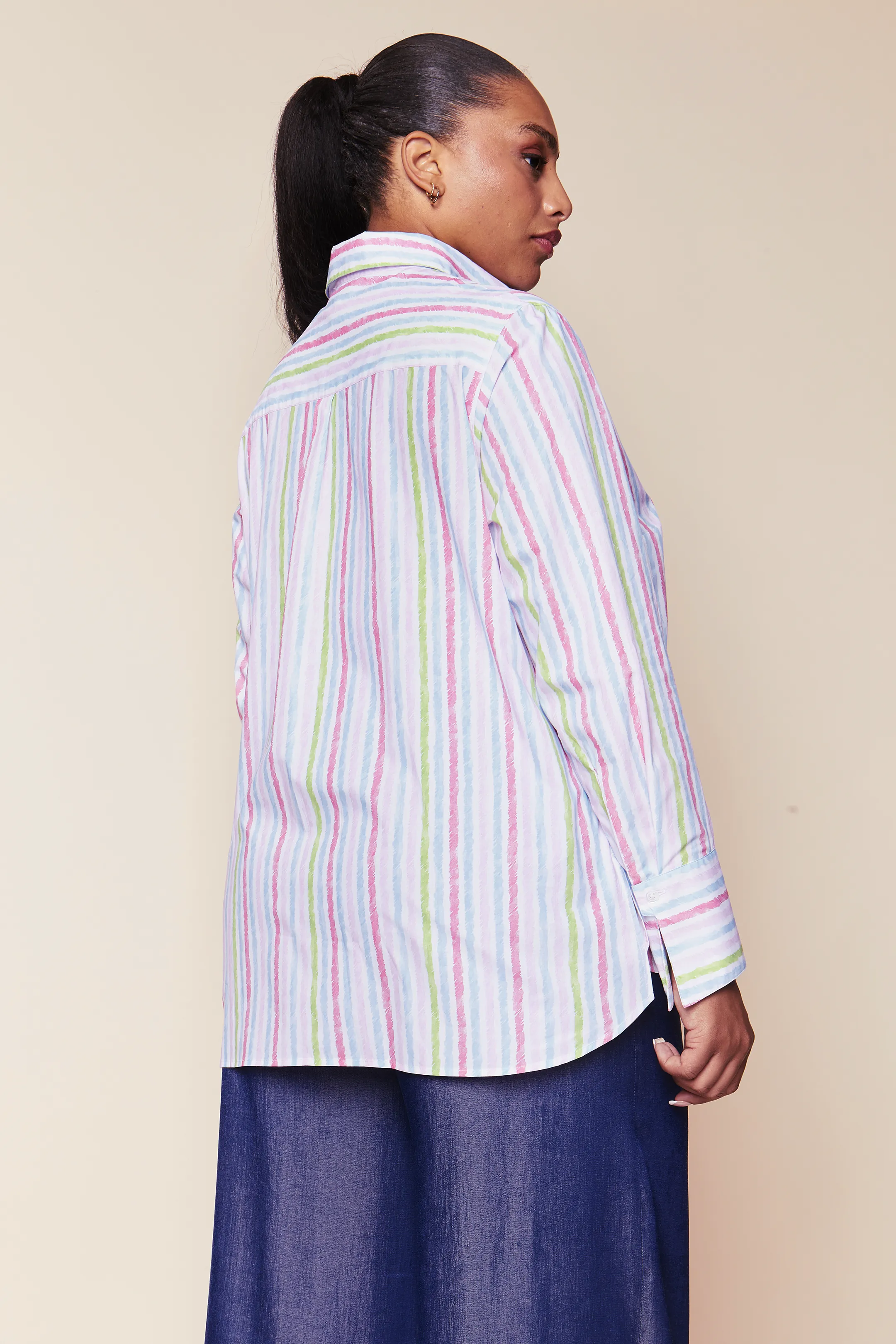 Striped Cotton-poplin Shirt in Pink