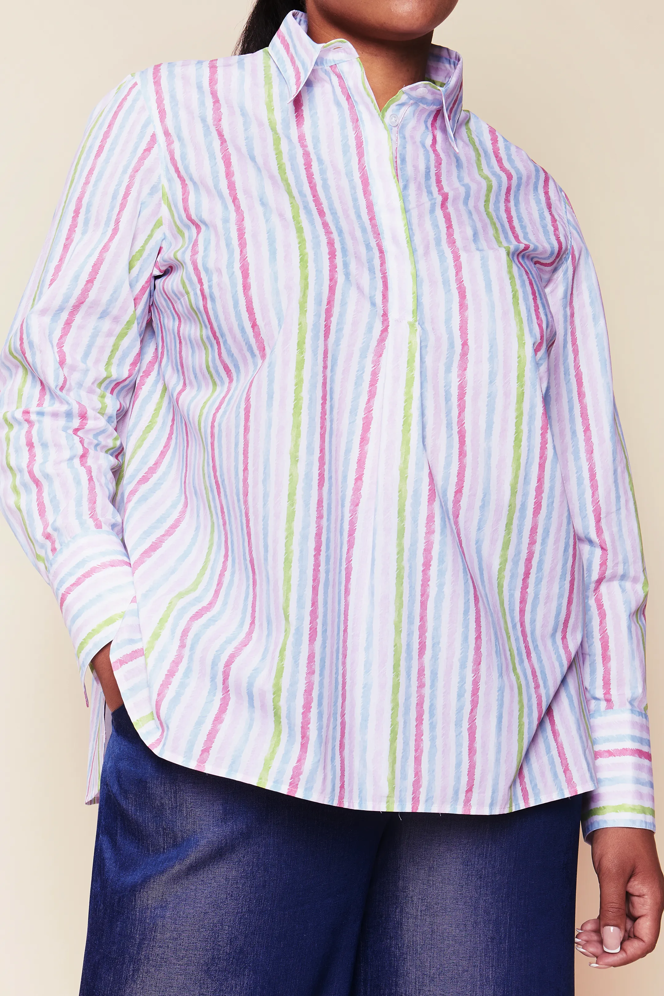 Striped Cotton-poplin Shirt in Pink
